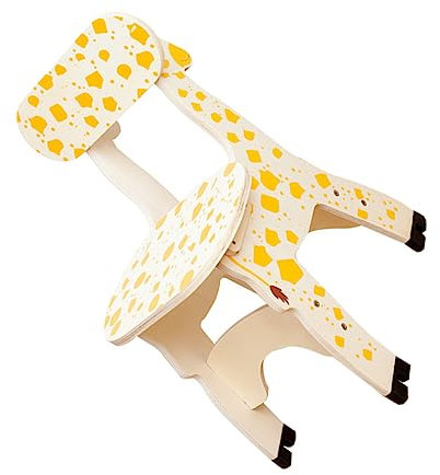 Alipis Kleiner Hocker Rückenstuhl Giraffe tragbar Hängematte Schreibtisch und Stuhl für kinderhocker kindermöbel Holzstuhl Stuhl mit Giraffen-Rückenlehne hölzern Yellow