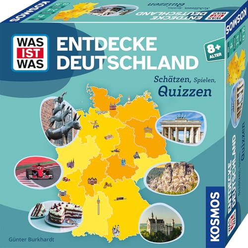 Kosmos WAS IST WAS Entdecke Deutschland | Schätze, Spielen, Quizzen, Geographiespiel für 2-4 Personen ab 8 Jahren, Deutschland Reisespiel