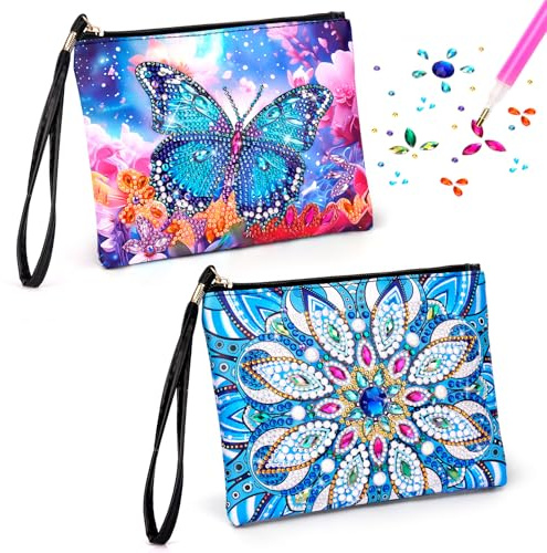Diamond Painting Kinder ab 8 10 Jahre, Geschenke Mädchen 6 7 8 9 10 11 12 Jahre, Basteln Mädchen 5-12 Jahre, Bastelset Kinder ab 6 Jahre 2 Stücke Handtaschen Geburtstagsgeschenke für Erwachsene