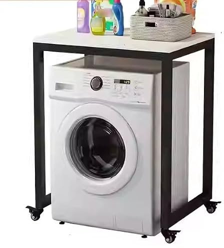 Lagerregal Über Der Waschmaschine Mit Rollen,Über Dem Waschmaschinenregal,Waschmaschinenschrank,Badezimmer-Regal,Frontlader-Waschmaschine Und Trockner Tragbares Gestell(White/black)