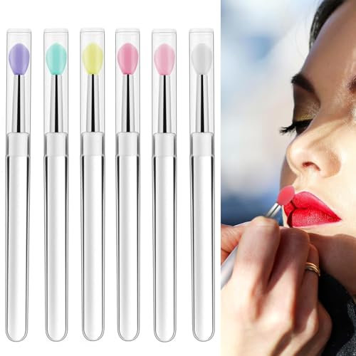 6 PCS Silicone Lip Brush, Silicone Applicator Reusable Balm, Nail Art & Makeup Tools for Eyeshadow and Cream Mask