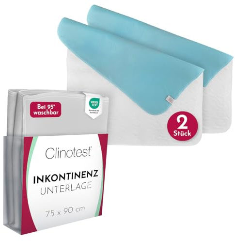 Clinotest Juego de 2 protectores para la incontinencia, con certificado Öko-Tex, impermeable y transpirable, 75 x 90 cm, protector de colchón absorbente para incontinencia, protección contra la