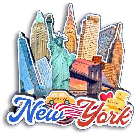 Quwsne Kühlschrankmagnet New York USA Amerika Kühlschrankmagnet Stadt Reise Souvenirs Touristengeschenke 3D klassische Sehenswürdigkeiten handgefertigt Handwerk Heimdekoration -3344