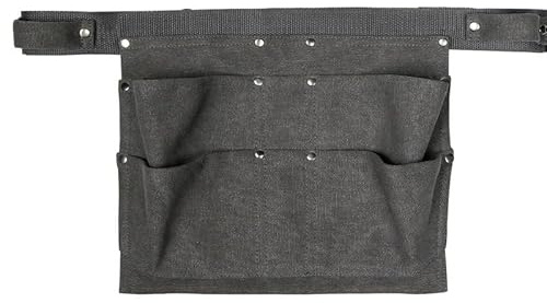 CYMMIYT Werkzeugschürze Heavy Duty Waxed Canvas Multi Pocket Tool Apron Rivets Apron Tool Belt Bas(Grey)