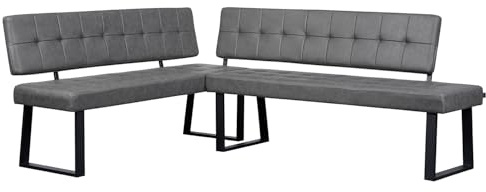 B&D home® Eckbank AKA – Esszimmerbank mit Lehne, beidseitig montierbar (Links/rechts), Kaltschaum-Polsterung, platzsparend, für Esszimmer, Küche & Flur, ca. 216 x 160 cm