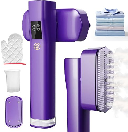 SKJJM Steamer Dampfglätter 1200W, 2-in-1 Reisebügeleisen Mini mit 15S Schnelles Aufheizen, Mobiles Handbügeleisen mit LED Display, 4 Bügelmodi für Kleidung, Ideal für Reise, Büro und Haushalt