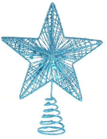 EPIGEIST Puntale Stella Albero Natale in Blu Decorazione Festiva per Negozio e Bar Facilmente Installabile e Resistente