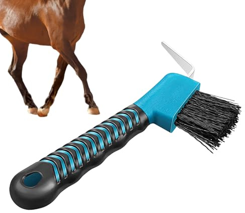 Rascador de pezuña para cabras | Raspador y cepillo para cabras | Cepillo de pezuña de caballo multifuncional con mango de goma suave limpia casas o establos