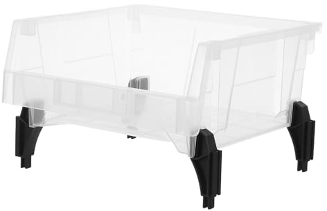 Hemobllo Boîte de Tri en Plastique PP Transparente 4 Pieds Compartiments Modulables Grand Format Organiseur Portable pour Pièces Industrielles Bureau et Atelier Rangement Pratique et