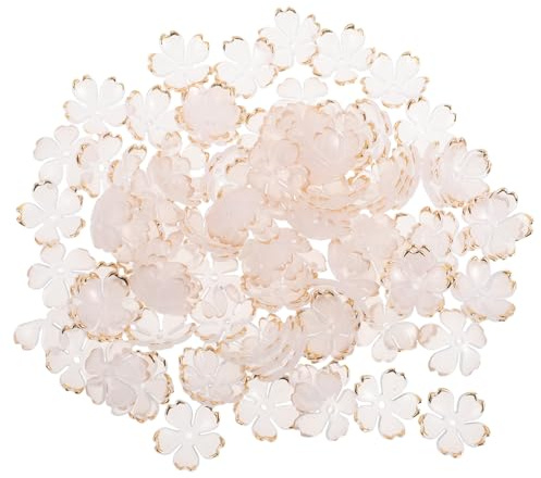 Hemobllo 100 Pezzi Ciondoli Acrilici Fiore di Ciliegio per Creazione Gioielli, Terminali per Perline Floreali e Forcine Fai da Te, Accessori Leggeri per Copricapi e Braccialetti
