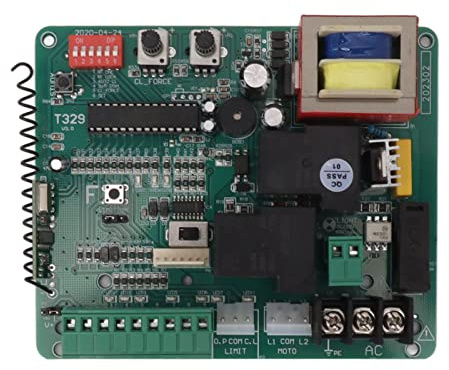 Julihai Tablero de Control del Motor de Puerta Corredera 220V, Placa de Circuito del Motor de Puerta Eléctrica con Indicación LED y 2 Controles Remotos