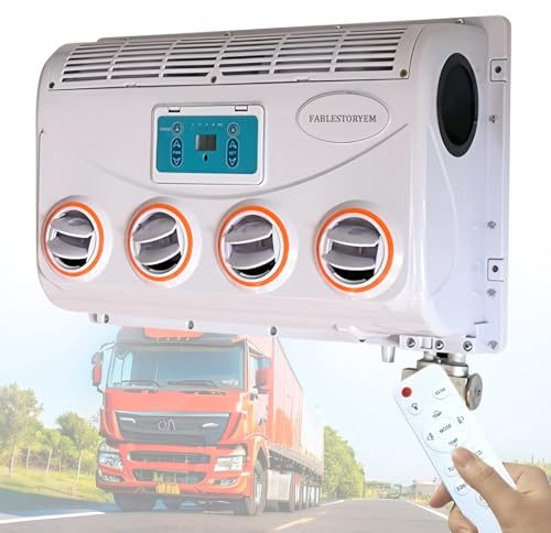 Aire acondicionado portátil de techo para vehículos, sistema de enfriamiento 12V/24V CC, ideal para autocaravanas, camiones y uso comercial