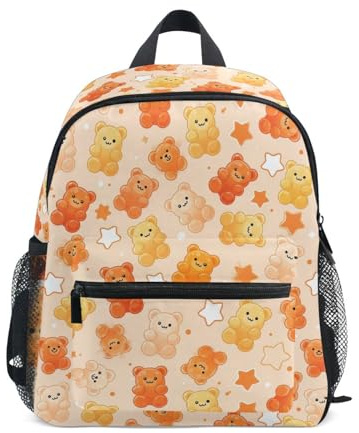 JUNZAN Småbarnsryggsäck gummibjörn orange ryggsäckar för pojkar flickor förskola ryggsäck liten barn bokväska åldrad 3-8