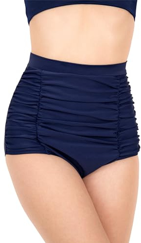 MYLILY Slip Bikini Contenitivo Donna | Vita Alta Pancia Piatta | Effetto Modellante con Drappeggi | per Piscina, Mare & Vacanze | Oeko-Tex, Extra Morbido, Vegano