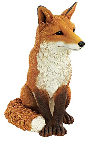 Design Toscano Simon The Woodland Fox Indoor/Outdoor Garden Statue for Patio, Pool or Lawn, 18 Inch Tall, Cast Stone Resin, Red Orange Paint