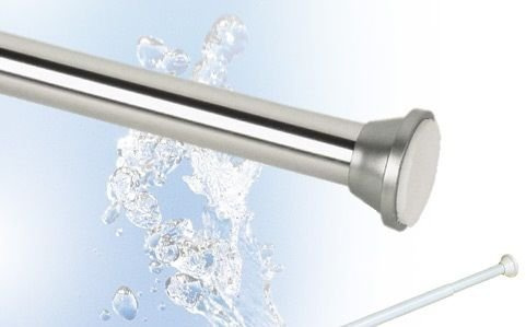 DUSCHVORHANGSTANGE TELESKOPSTANGE KLEMMSTANGE FÜR DUSCHVORHANG! (190-300 cm, Silber glänzend) Gardinenstange