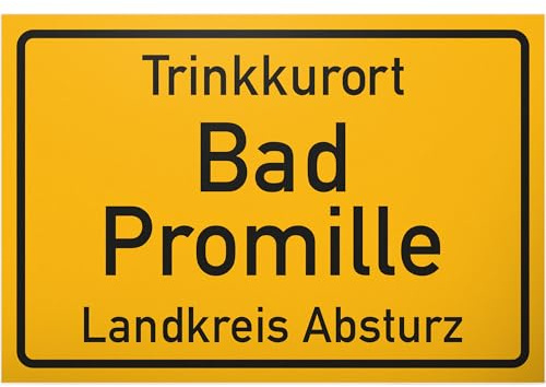 DankeDir! Trinkkurort Bad Promille - Lustiges Geschenk, Wandschild, Kunststoff, 30 x 20 cm, Humorvoll, Trinken