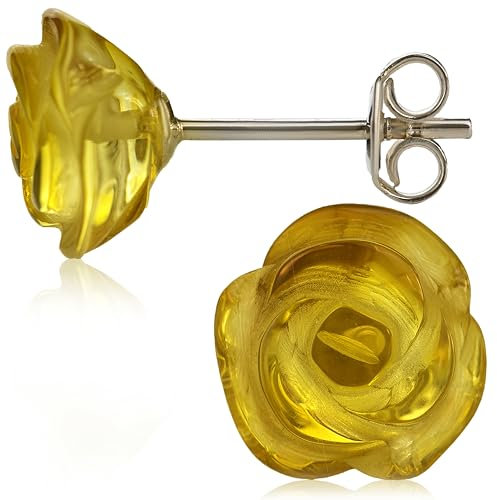 Bernstein Ohrstecker - Ohrringe Schmuck Handgefertigte Aus 100% Baltischen Naturharz Naturstein 925 Sterling Silber Geschenkbox - Amber Culture