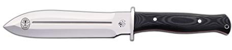 J&V Adventure Knives JV Cuchillo EZAPAC MICARTA Negra para Caza, Pesca, Supervivencia y Bushcraft Realizado en Albacete + Portabotellas de Regalo