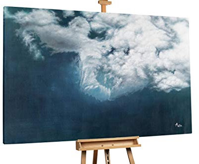 KunstLoft® XXL Gemälde 'Wolken über dem Ozean' 180x120cm | original handgemalte Bilder | Meer Blau Weiß | Leinwand-Bild Ölgemälde einteilig groß | Modernes Kunst Ölbild