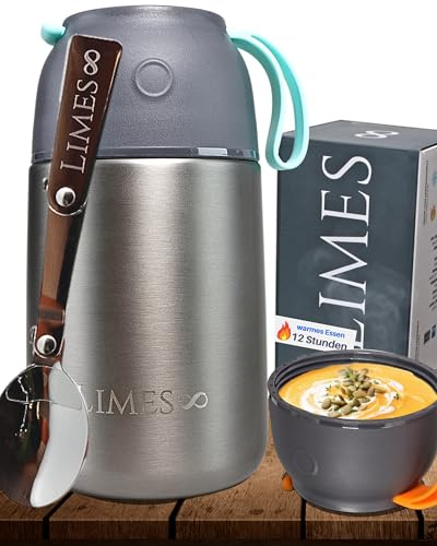 Limes 8® Fiambrera Térmica de Acero Inoxidable 700 ml - Contenedor Aislante para Alimentos Calientes y Fríos, Ideal para Comidas de Bebé, Sopas, Ensaladas y Snacks para Llevar