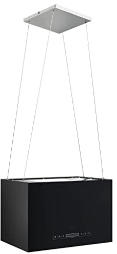 vidaXL Inselhaube Hängend Freihängend Touch-Sensor LCD Kohlefilter Inseldunstabzugshaube Dunstabzugshaube 55cm Beschichteter Stahl