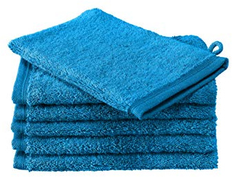 De Witte Lietaer Contessa Luxe - Juego de 6 Manoplas de baño (algodón, 16 x 22 cm), Color Azul