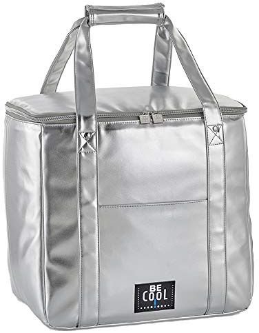 Sehr große Be Cool City Kühltasche in Silber XL Silber 37 x 26 x 36cm, 36 L Volumen mit Breiten Tragegriffen für Picknick, Schule, Ausflüge, Reisen
