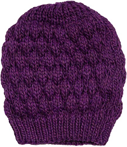 styleBREAKER Damen Strick Beanie Mütze Wolle Bubblemuster | Made in Italy. Angesagtes Bump-Stitch-Design in Himbeer-Optik, Alpaka-Anteil. 18 cm Bund (elastisch für 40-61 cm Umfang).