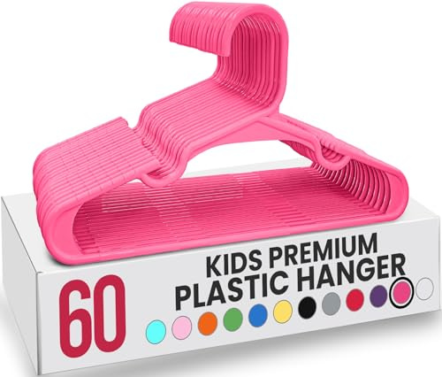 Utopia Home Baby Hangers - 60 Pink Plastic Kids Closet Hangers - Durable, Ideal for Everyday Use