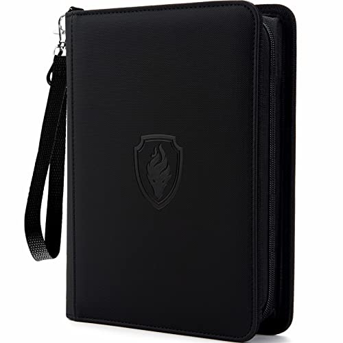 Fabmaker Premium 4 Pocket Zip Card Binder, Trading Card Binder for 320 Cards, Portable PU Card Collection Binder, Collector Card Album Folder for Game & Sports Cards (Black)