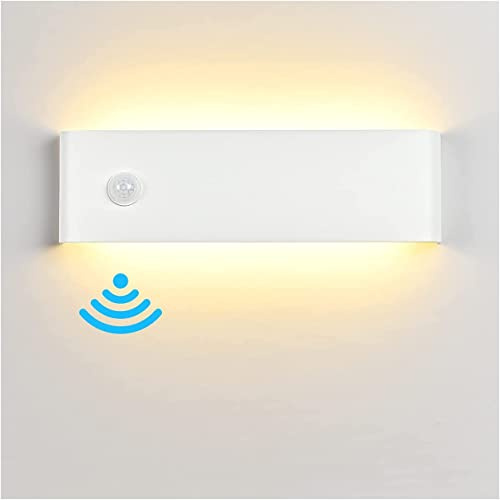 Meinice Applique Murale intérieur avec Détecteur de Mouvement, 31CM 12W 3000K Blanc Chaud Luminaires Intérieur Aluminium Décorer/Moderne Applique Murale Convient pour Salon Chambre Couloir Blanc