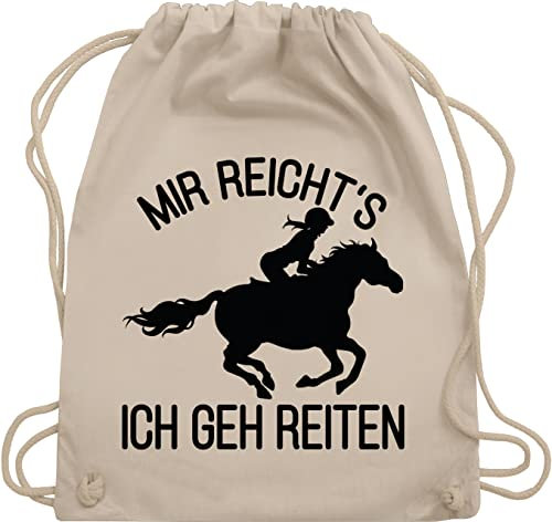 Turnbeutel Rucksack - Pferde - Taschen - Mir reichts ich geh reiten - Unisize - Naturweiß - reiterzubehör stalltasche pferd pferdeliebhaber horse juterucksäcke reitsport zubehör pferdebeutel