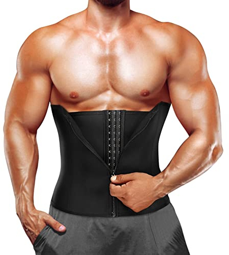 Junlan Men Waist Trainer Corsets Tummy Control Shapewear Sport Workout Girdle Slimming Body Shaper(Black,S)