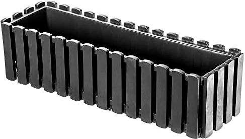 KADAX Blumenkasten, Balkontopf in 2 Größen, Blumentopf in Latten-Optik, Pflanzkübel im Landhausstil, Pflanzkasten mit Gummikorken, Leichter Übertopf (60cm / anthrazit)