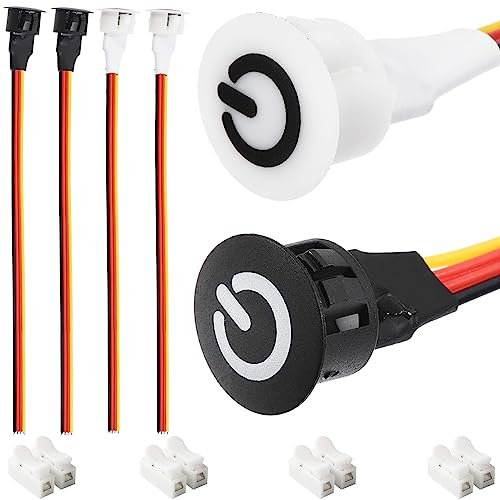 Youmile 4 pcs LED touch light dimmer Switch DC 5V-12V Embedded Desk Lamp Strip Brightness Controller Switch black and white with knob cap for 13mm/0.51 Hole dimmer Switch