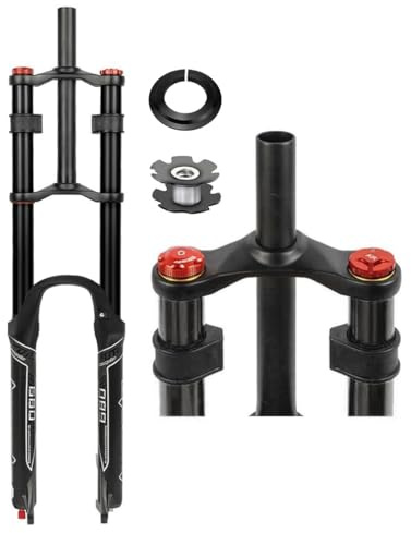 RUJIXU Mountain Bike Front Suspension Fork 26 27.5 29 Inch Disc Brake Air Down Hill Fork 1-1/8 Straight 1-1/2 Tapered Mtb Triple Tree Bike Fork Travel 135mm Quick Release 2440g