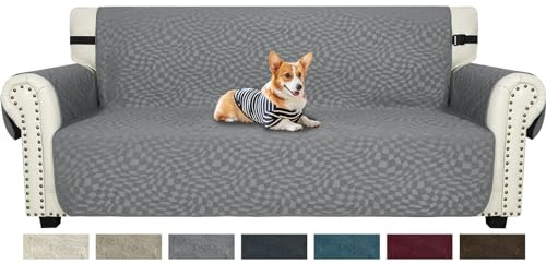 Ystyle Sofa Überzug 3 Sitzer, Sofabezug rutschfest, Couch Überzug Mit Armlehnen, Couch Cover, Sofaschutz Katze/Hunde, Haustier Durable Couchüberzug, Anti-Fleck Couchschoner, Hellgrau