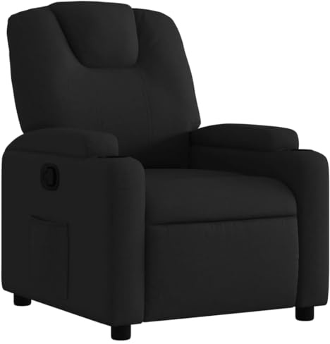 VidaXL Poltrona reclinabile, Sedia Relax con Schienale e Seduta imbottiti, Braccioli, Soggiorno, Moderno, Nero Tessuto