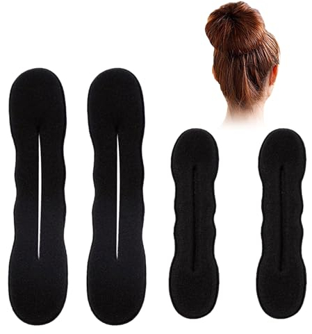MMDOCO Set di 4 acconciature per capelli, Dutt Maker, cuscino per chignon, bun maker, bun maker Magic Hair, nodo per capelli, ciambelle, bigodini per matrimoni, forcine in spugna