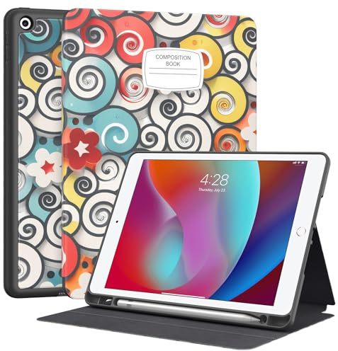 Supveco Schutzhülle für iPad 9. / 8. / 7. Generation 25,9 cm (10,2 Zoll) (Modell 2021/2020/2019) mit Stifthalter, Premium-Folio-Schutzhülle mit automatischer Wake/Sleep-Funktion, weiche TPU-Rückseite