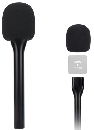 SUNMON Rode - Supporto per microfono wireless portatile con filtro antipop, supporto per Wireless Go 2/Pro, DJI Mic 2, adattatore microfono per interviste per Go/ME, presa stabile per fotocamera