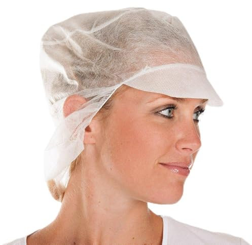 FRANZ MENSCH 500 Stück Hygostar Schirmmützen mit Haarnetz | PP, weiß, Ø: 31cm, Spenderbox, Karton, Schirmmützen mit Haarnetz, Baretthauben, Haarschutzhaube