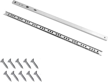 Schubladenschienen 17mm Kugelgelagert Set, Teilauszug aus verzinktem kaltgewalztem Stahl, leise Schubladenführung mit Schnellentriegelung, 2 Paar inkl. 20 Schrauben, 300/350/400 mm