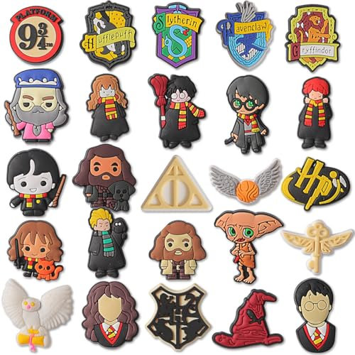 Harry Shoe Charms for Crocs,Potter Shoes Decoration Charm for Clog Pins Bracelet Wristband, Harry Clog Pins Accessories for Kids, Teens, Women
