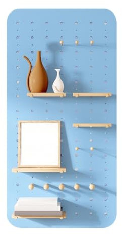 Générique Panneau de Rangement Mural en Bois perforé, kit de Rangement Mural pour Panneau perforé, Organisateur Mural pour Maison, Bureau, Garage (Bleu, 60 x 120 cm)