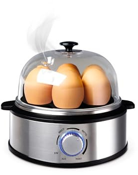 Linsar - Eierkocher Edelstahl für 1 bis 7 Eier - Egg Cooker - 420 W - Härtegradeinstellung - spülmaschinengeeignet, Kabelaufwicklung, Eierstecher