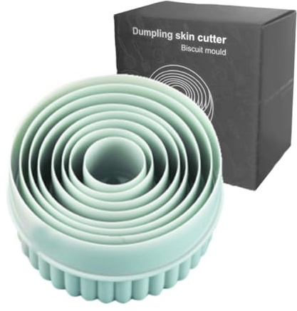 Round Cookie Cutters Set, 8 Pieces, Double-Sided Biscuit Cutters, 1.1-3.85 Inch Sizes, Mint Green