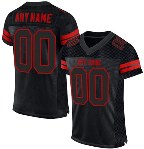 Personnalisé Sport Maillot de Football Américain pour Hommes Femmes Jeunes Préscolaires Personnalisable avec Logo Nom et Numéro de l'équipe T-Shirts Manches Courtes à Séchage Rapide