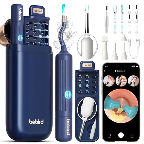Upgrade Earsight Ohrenschmalz Entfernung Kamera Licht Tool Set, Ohrenreiniger mit flexiblen drahtlosen Otoskop, Painless Visual Pinzette Entferner, tragbare Ohr Reinigung Kit Blua
